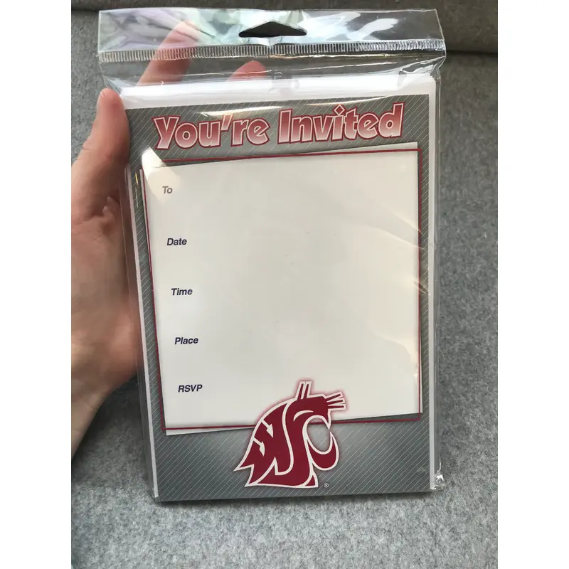 Gray with Crimson Logo You're Invited Cards