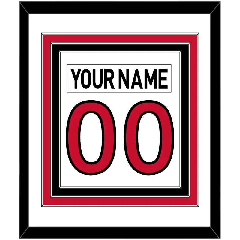Ottawa Nameplate & Number (Back) Combined - Road White (2007-2017) - Triple Mat 1