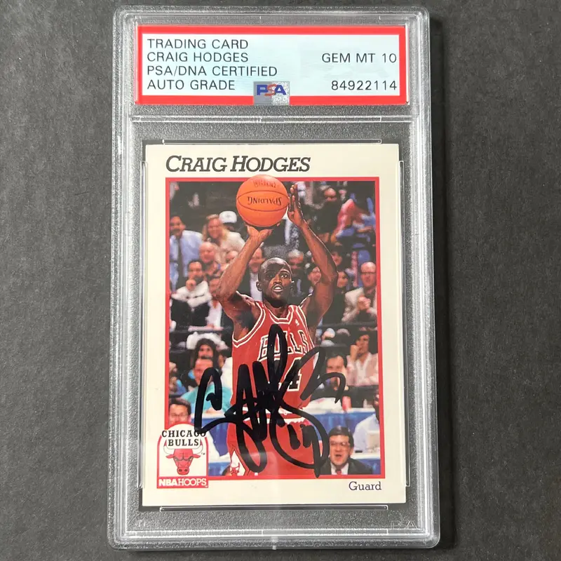 1991-92 NBA Hoops #29 Craig Hodges Signed Card AUTO 10 PSA Slabbed Bulls