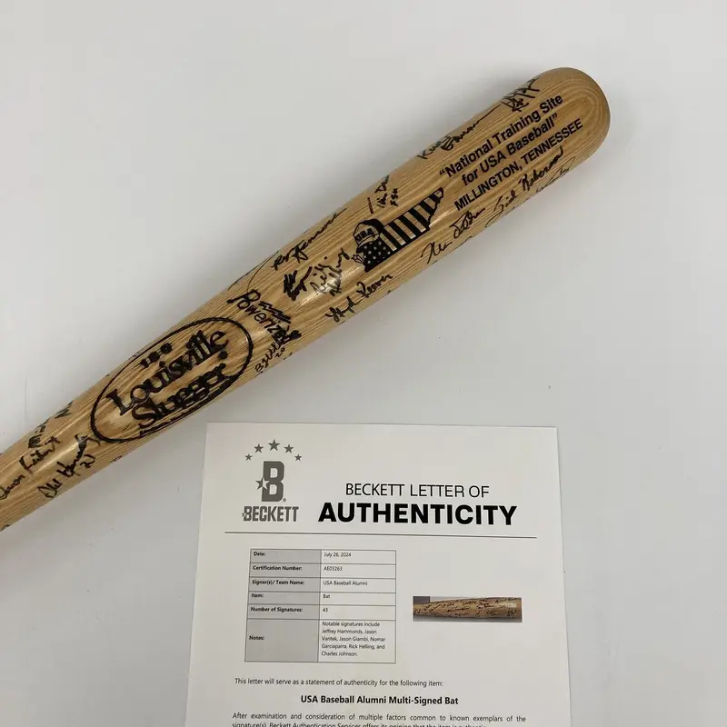 1992 Team USA Olympics Signed Baseball Bat 43 Sigs Nomar Garciaparra Beckett COA