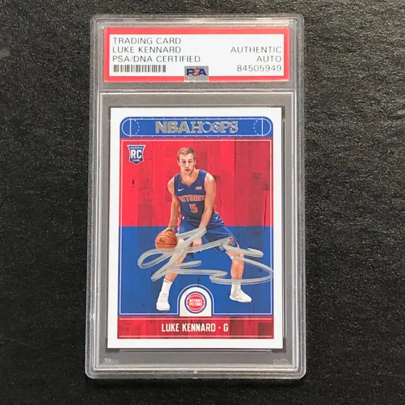 2017-18 NBA HOOPS #262 Luke Kennard Signed Rookie Card AUTO PSA Slabbed RC Pistons