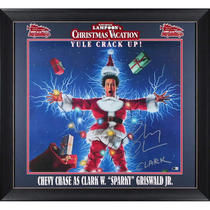 Chevy Chase Christmas Vacation "Clark" Signed & Framed 24x27 Poster BAS Witness