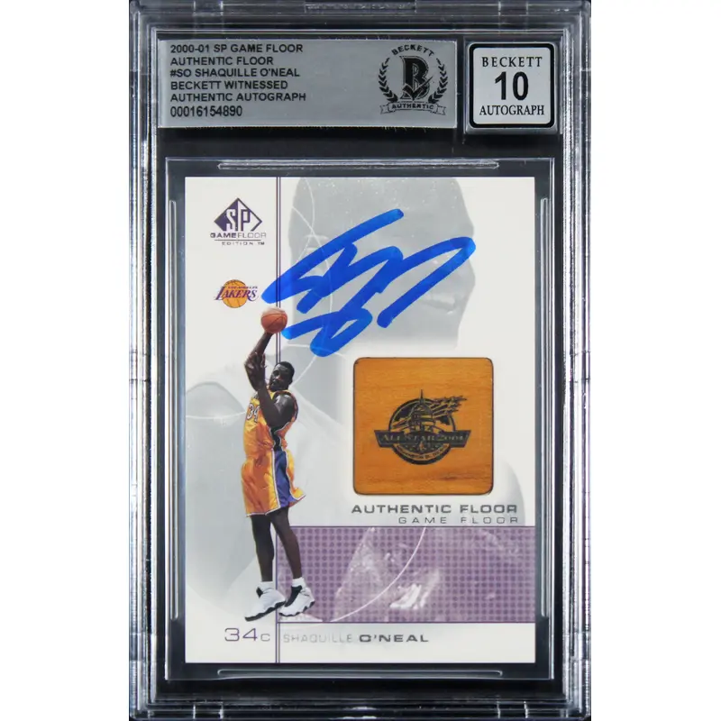 Lakers Shaquille O'Neal Signed 2000 SP Game Floor #SO Card Auto 10! BAS Slabbed