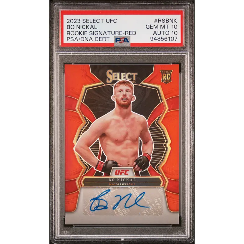 Bo Nickal 2023 Panini Select UFC Rookie Signature Red Auto #18/99 PSA 10 Auto 10