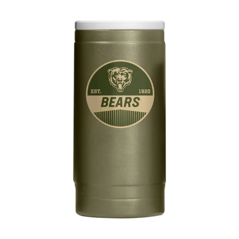 Chicago Bears  Badge Powder Coat Slim Can Coolie