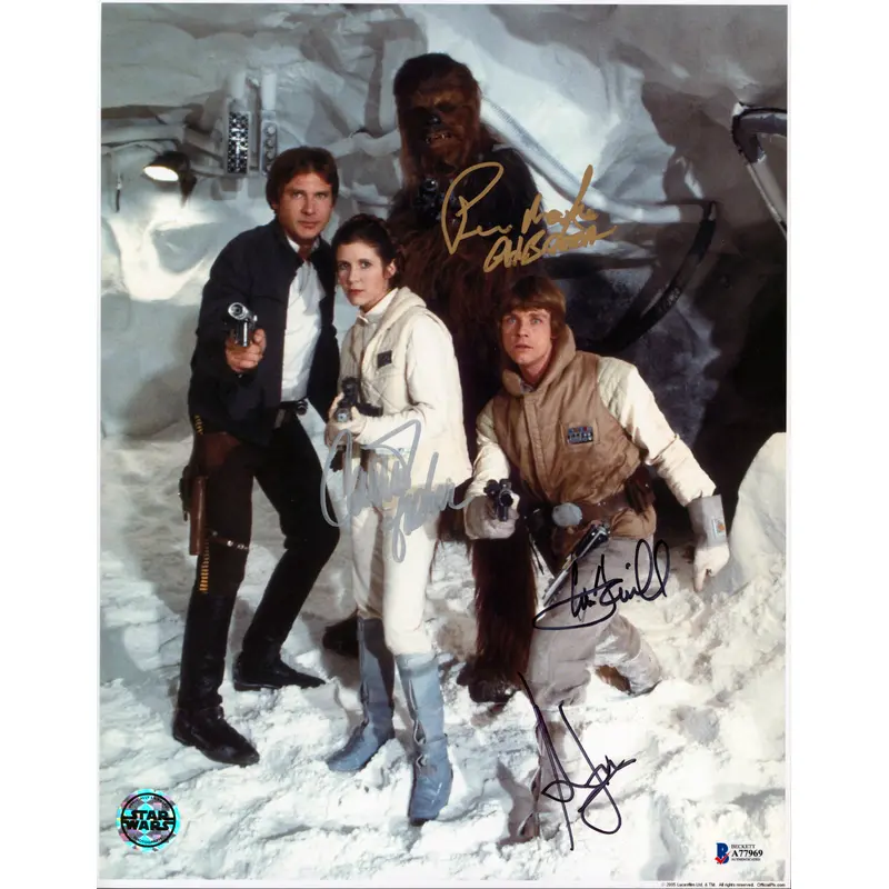 Star Wars (4) Ford, Fisher, Hamill & Mayhew Signed 11x14 Photo BAS #A77969
