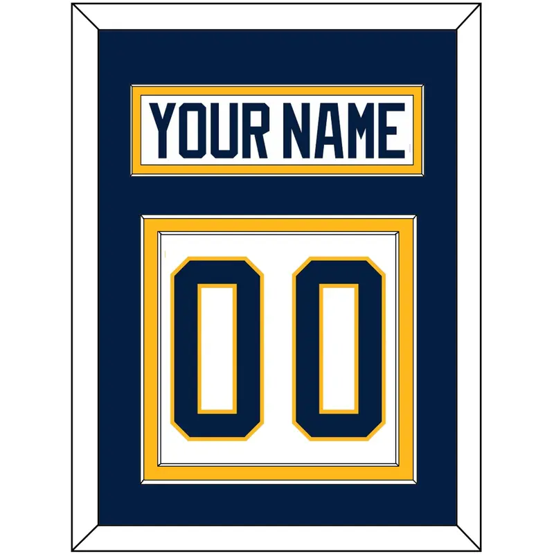 Buffalo Nameplate & Number (Back) - Road White (2010-2020) - Double Mat 3