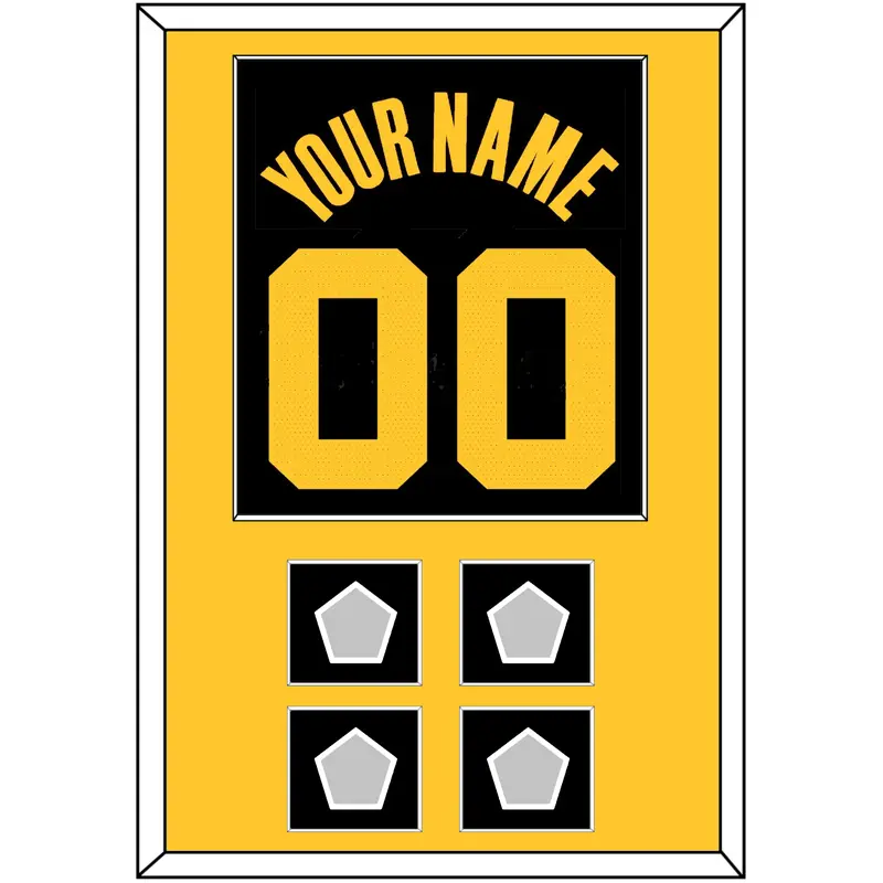 Golden State Name & Number With 4 Champions Patches - Black City (2021-2022) - Single Mat 3