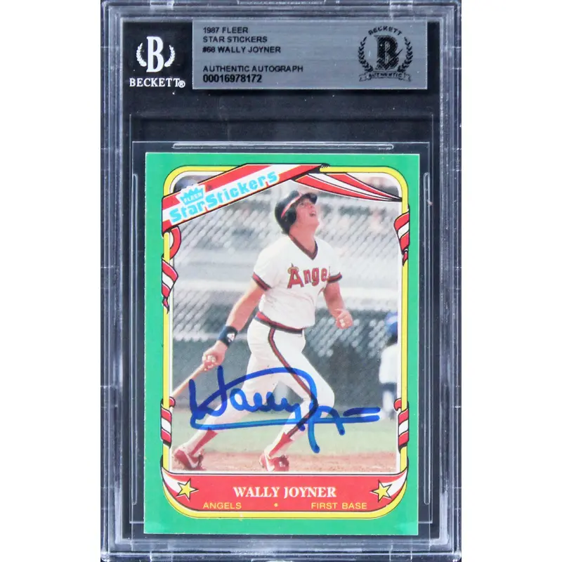 Angels Wally Joyner Authentic Signed 1987 Fleer Star Stickers #68 Card BAS Slab