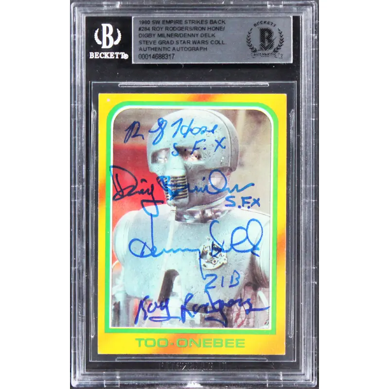 Star Wars (4) Rodgers, Hone, Delk +1 Signed 1980 SW ESB #284 Card BAS Slabbed
