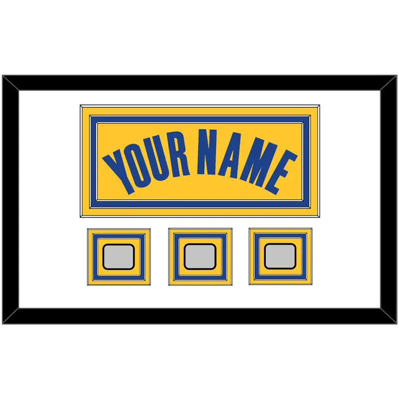 Golden State Name & 3 Champions Patches - Yellow Statement (2019-2022) - Triple Mat 1