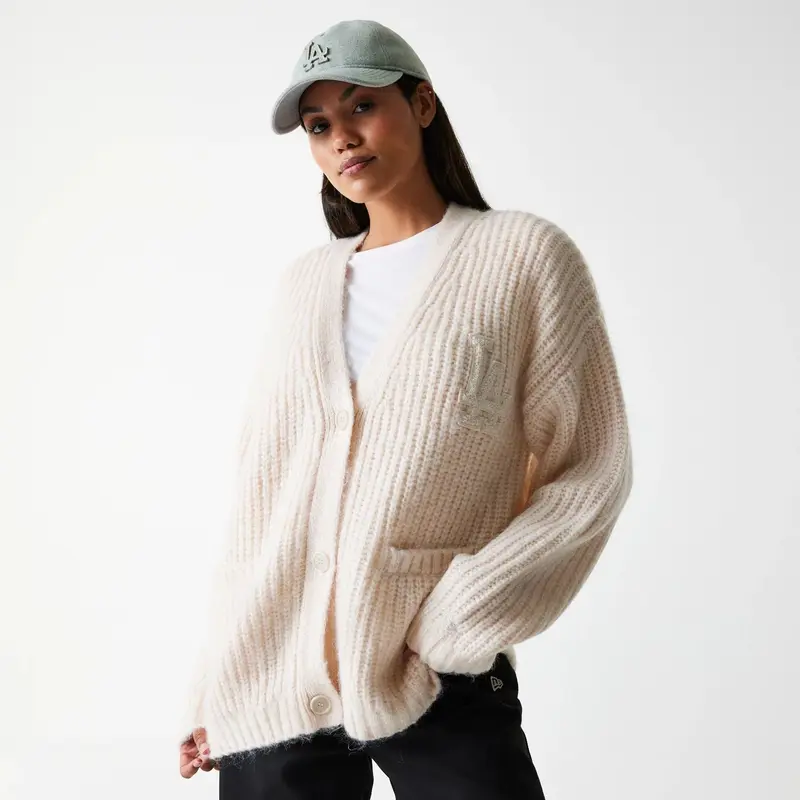 LA Dodgers Womens MLB Knit Light Beige Cardigan