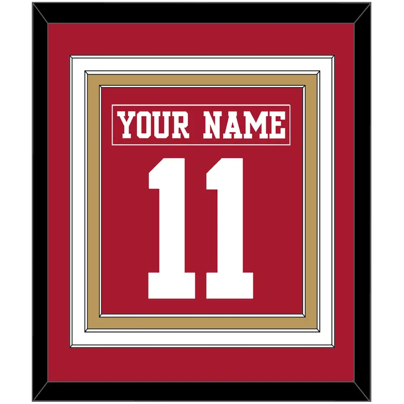 San Francisco Nameplate & Number (Back) Combined - Home Red - Triple Mat 4