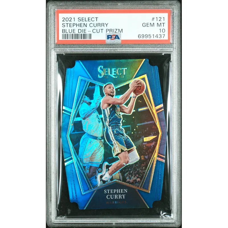 Stephen Curry 2021 Panini Select Blue Die-Cut Prizm #127/249 PSA 10 Gem Mint