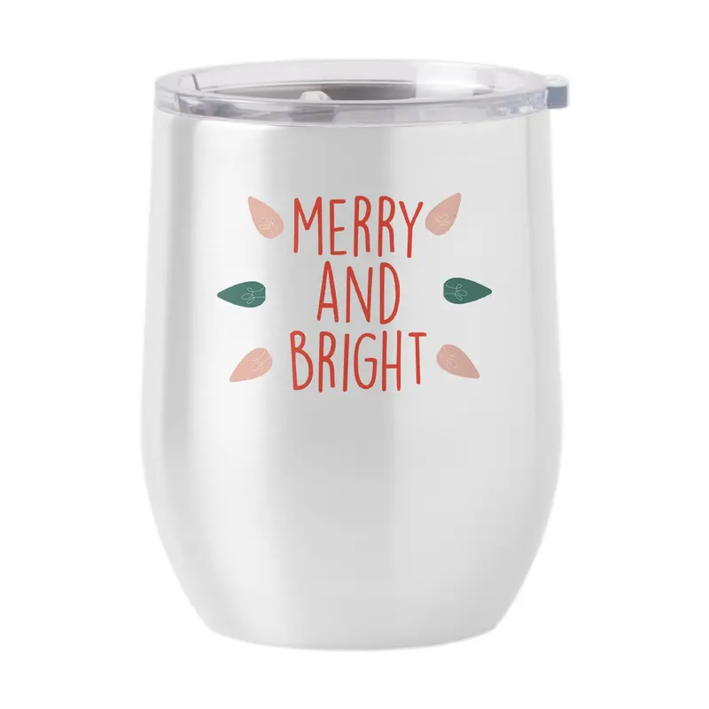 Christmas Merry and Bright 16oz Stainless Curved Beverage