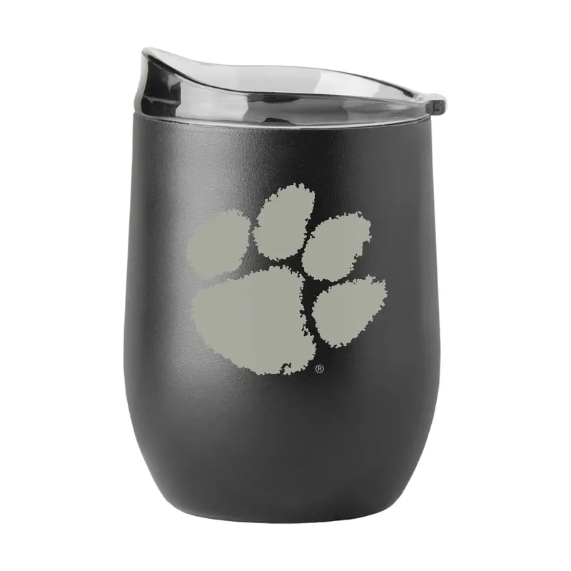 Clemson GunMetal 16oz Black Powder Curved Beverage