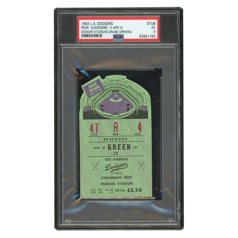 LOS ANGELES DODGER STADIUM GRAND OPENING 1ST GAME APRIL 10 1962 TICKET PSA DNA