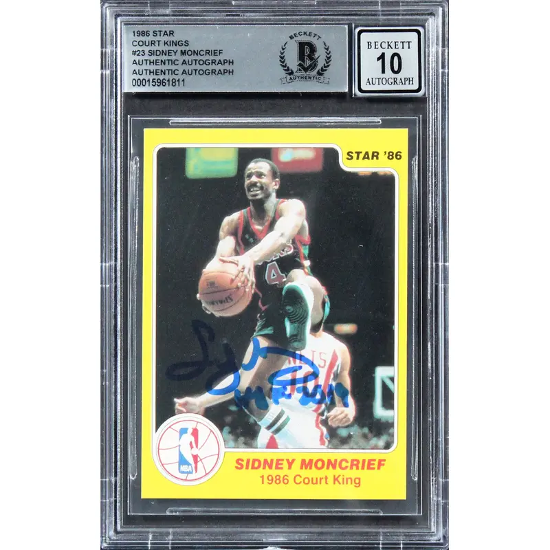 Bucks Sidney Moncrief Signed 1986 Star Court Kings #23 Card Auto 10! BAS Slabbed