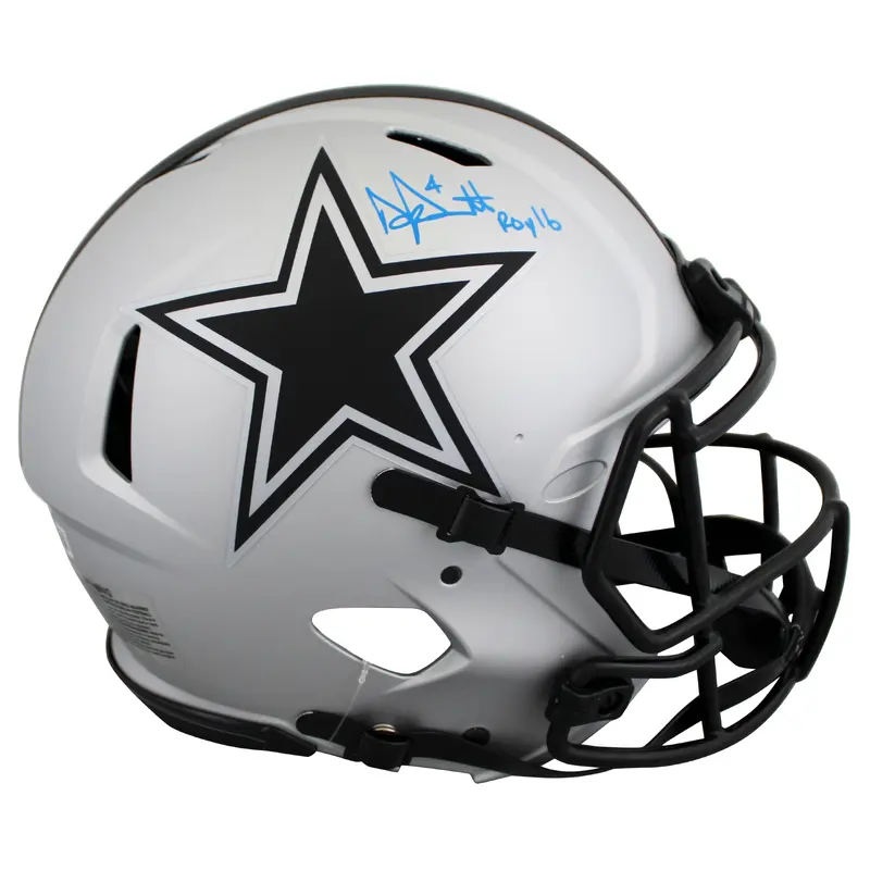 Cowboys Dak Prescott "ROY 16" Signed Rave F/S Speed Proline Helmet BAS #2W977959