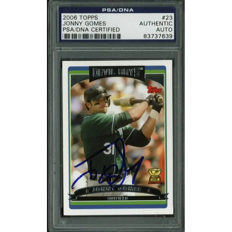 Rays Jonny Gomes Authentic Signed Card 2006 Topps Rc #23 PSA/DNA Slabbed