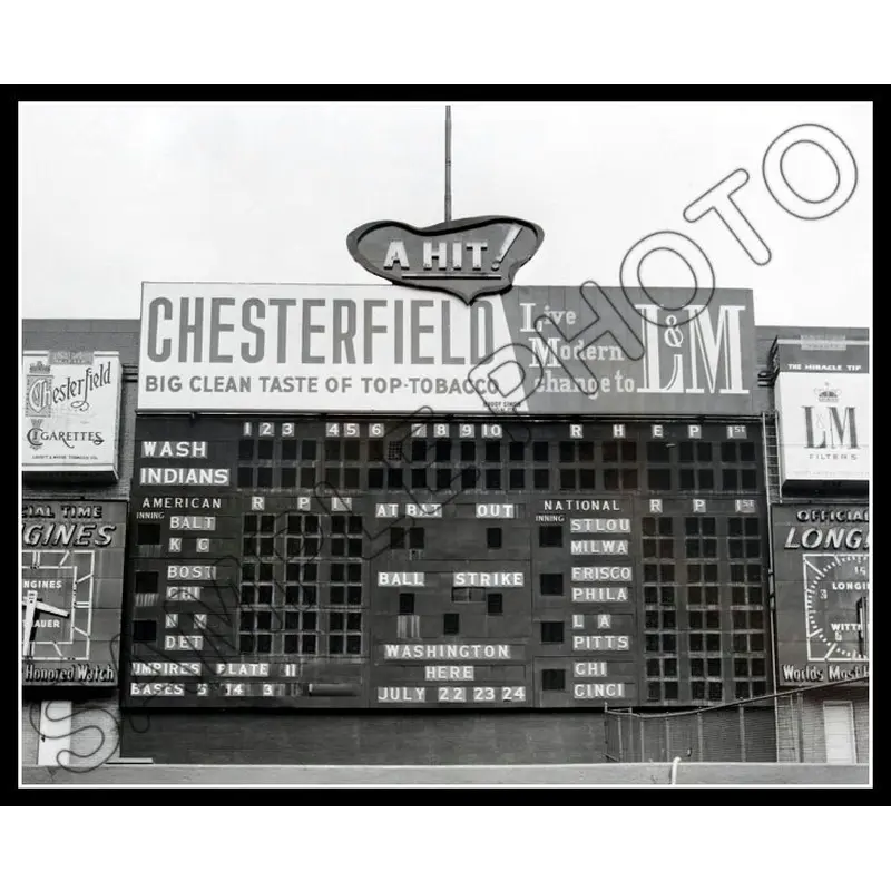 1958 Cleveland Municipal Stadium 8X10 Photo - Scoreboard Indians Browns - 1045
