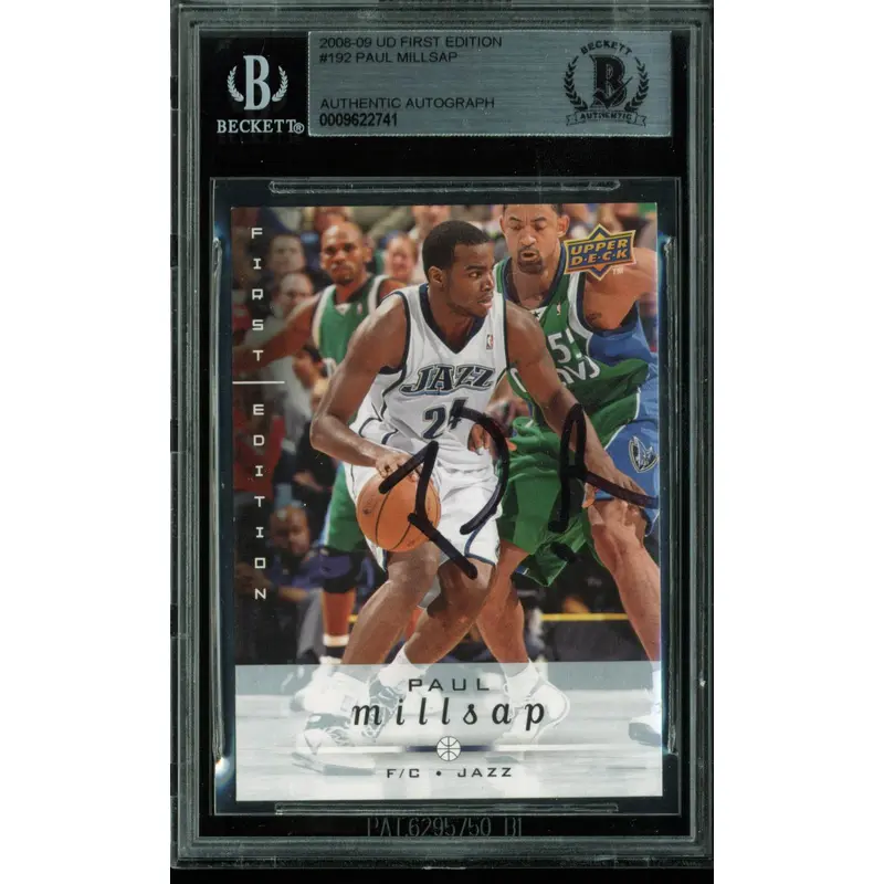 Jazz Paul Millsap Authentic Signed Card 2008 UD First Edition #192 BAS Slabbed