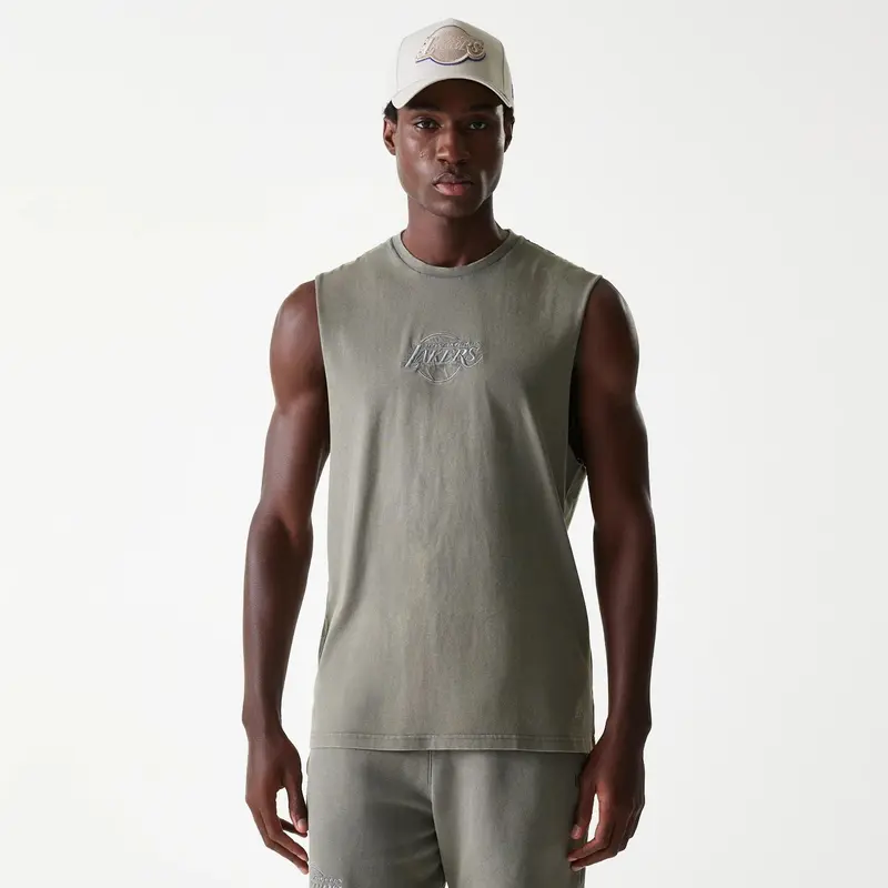LA Lakers NBA Washed Grey Sleeveless T-Shirt