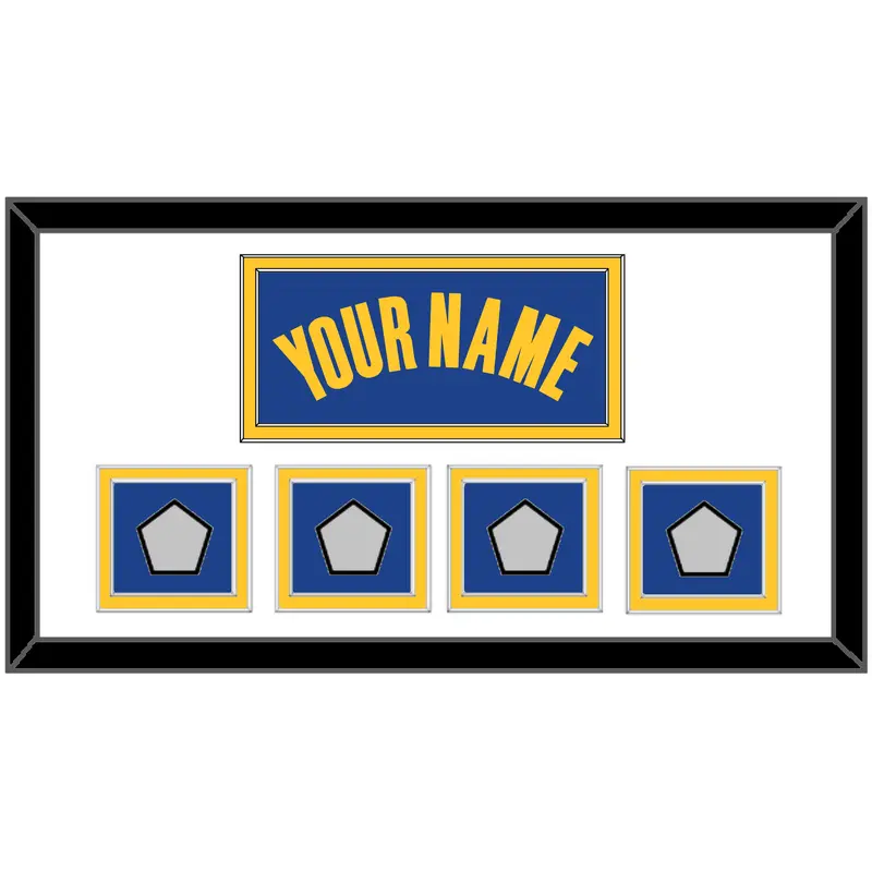 Golden State Name & 4 Finals Patches - Blue Icon - Double Mat 1