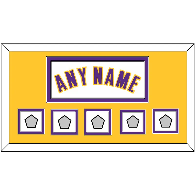 Los Angeles Name & 5 Trophy Patches - Alternate White (2002-2018) - Double Mat 4