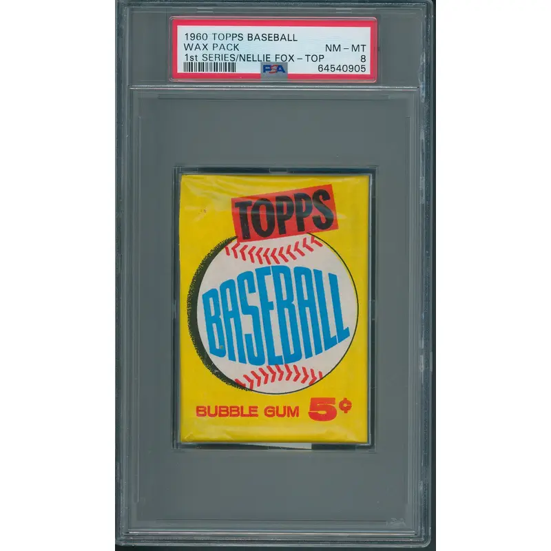 1960 Topps Baseball Unopened 1st Series Wax Pack PSA 8 Nellie Fox Top *0905