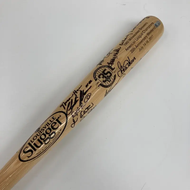 1982 Milwaukee Brewers AL Champs Team Signed Baseball Bat MLB Authenticated