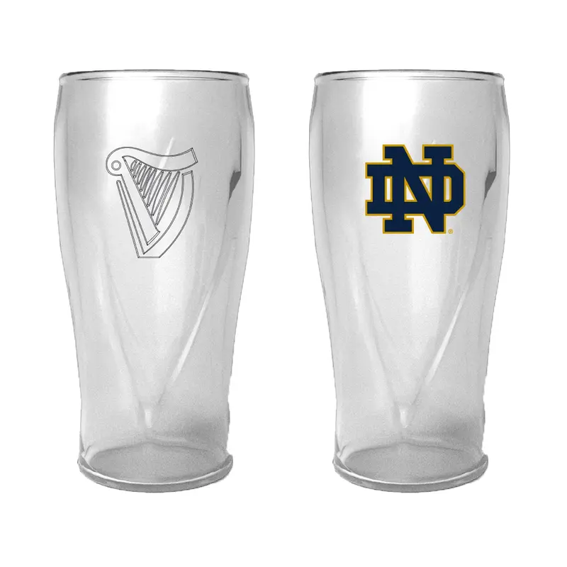 Notre Dame 16oz Guinness Harp Logo Pint Glass