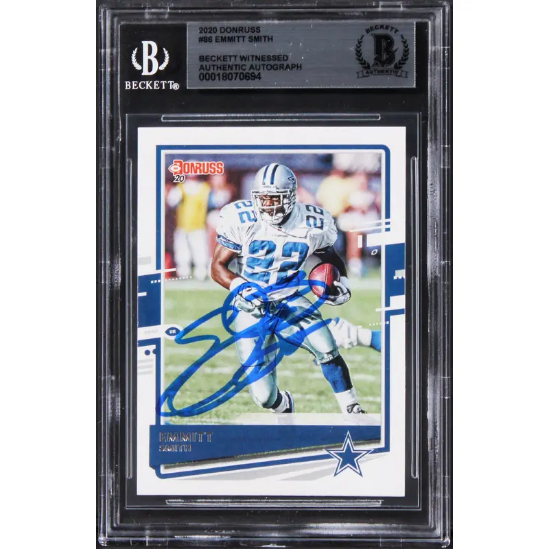 Cowboys Emmitt Smith Authentic Signed 2020 Donruss #86 Card BAS Slabbed