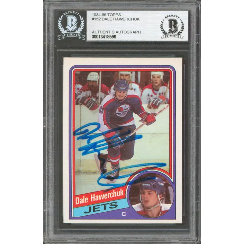 Jets Dale Hawerchuk Authentic Signed 1984-85 Topps #152 Card BAS Slabbed