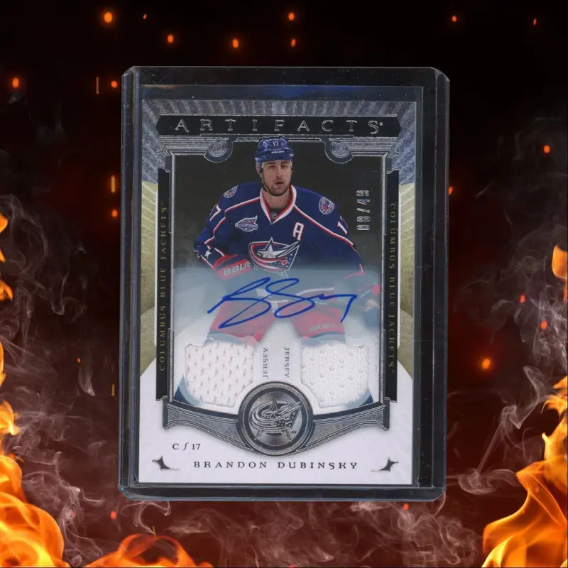 2015-16 Upper Deck Artifacts Brandon Dubinsky Dual Jersey Auto 08/49 #2