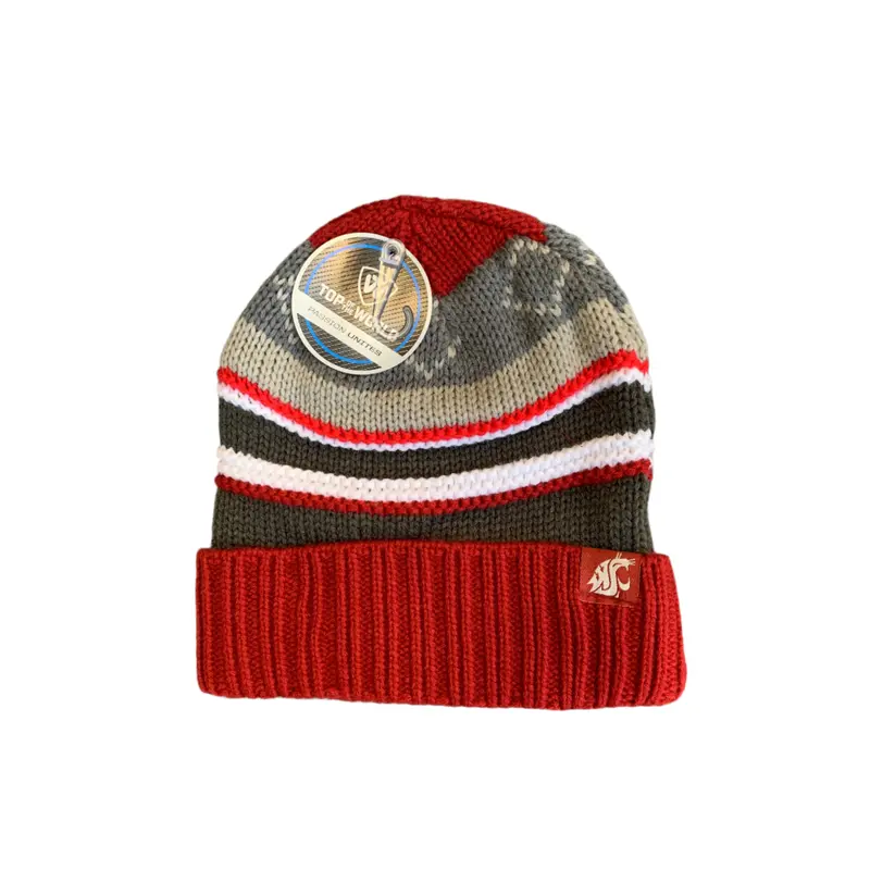 Crimson, Gray, & Brown WSU Cougars Knit Beanie