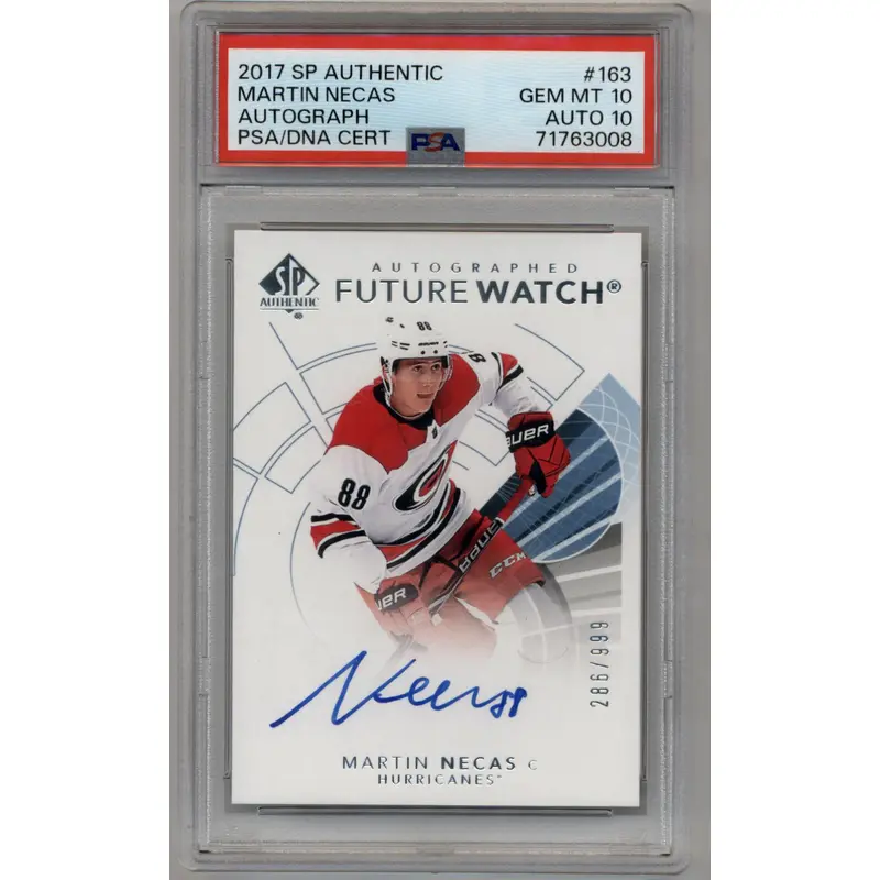 Martin Necas 2017-18 SP Authentic #163 Auto PSA 10 Gem Mint Auto 10