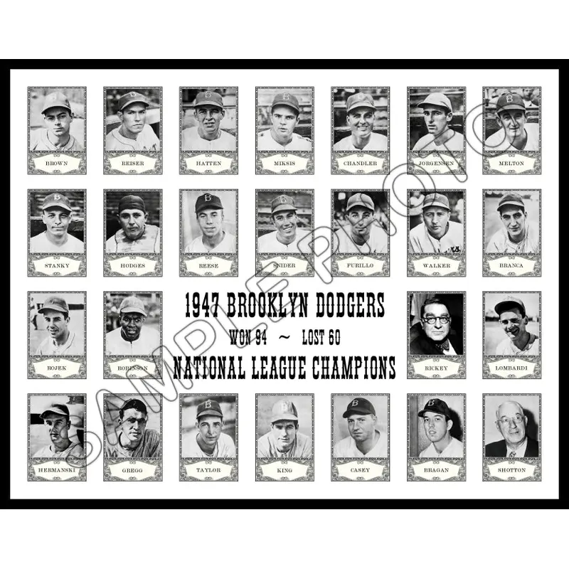 1947 Brooklyn Dodgers 11X14 Photo - Robinson Reese Snider - 2189