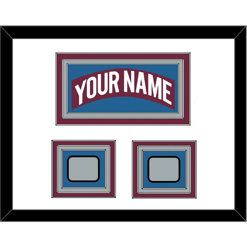 Colorado Nameplate & 2 Stanley Cup Finals Patches - Road Burgundy (1999-2001) - Triple Mat 1