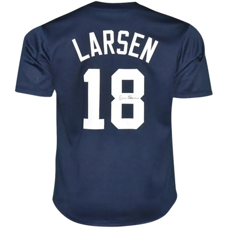 Don Larsen Autographed New York (Navy Blue #18) Custom Jersey - JSA