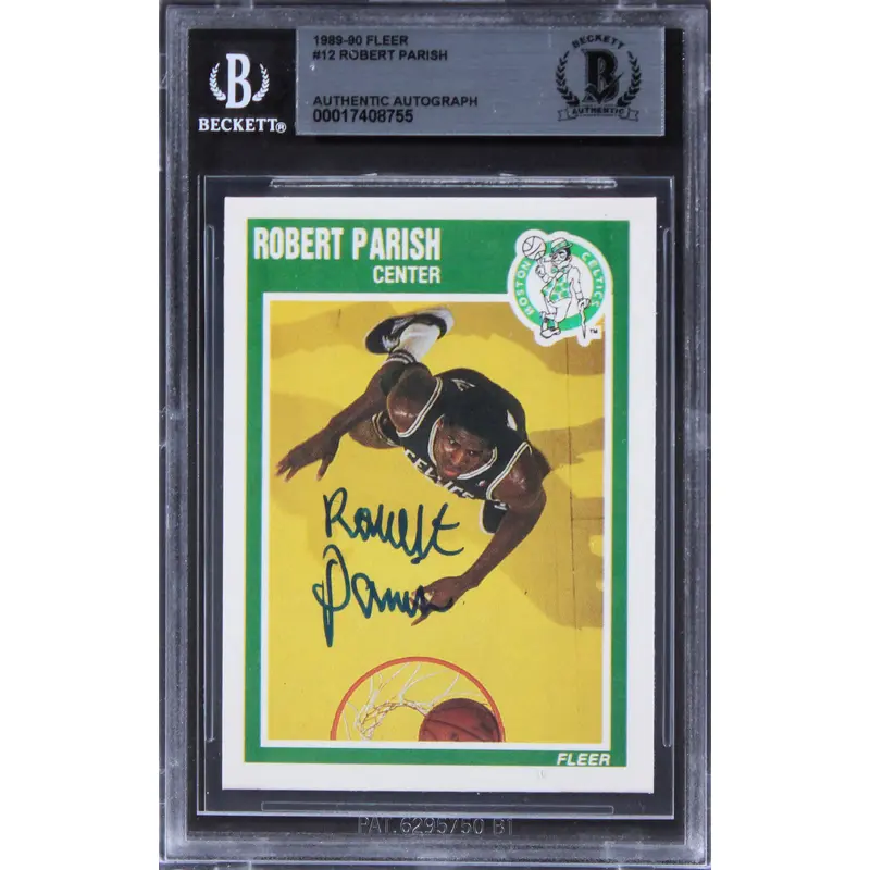Celtics Robert Parish Authentic Signed 1989 Fleer #12 Card BAS Slabbed