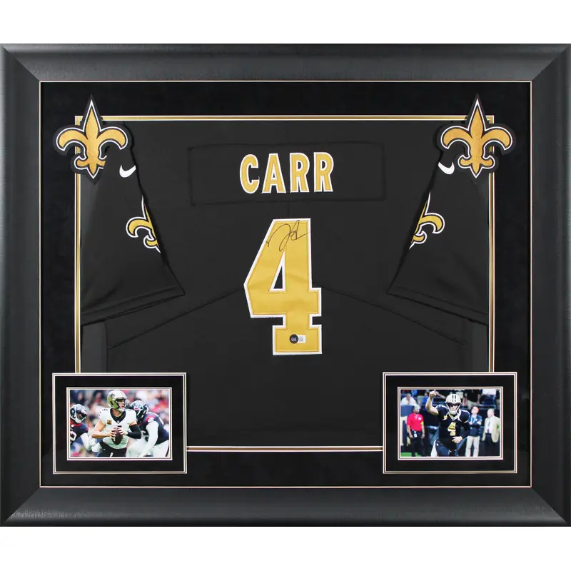 Saints Derek Carr Authentic Signed Black Nike Framed Jersey BAS #BK88791