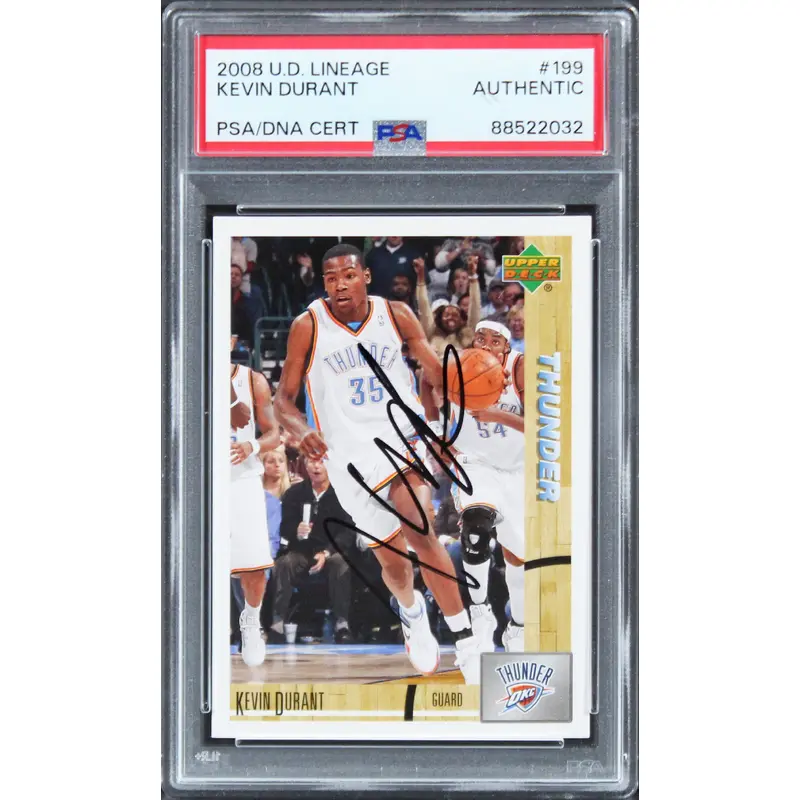 Thunder Kevin Durant Signed 2008 Upper Deck Lineage #199 Card PSA/DNA Slabbed