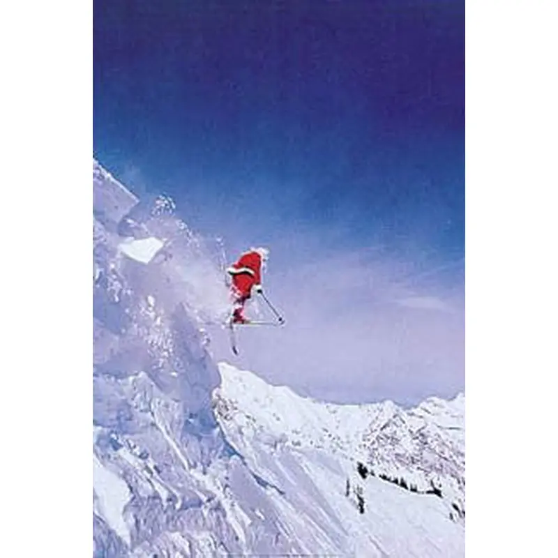 Skiing Santa Claus Poster - Pomegranate