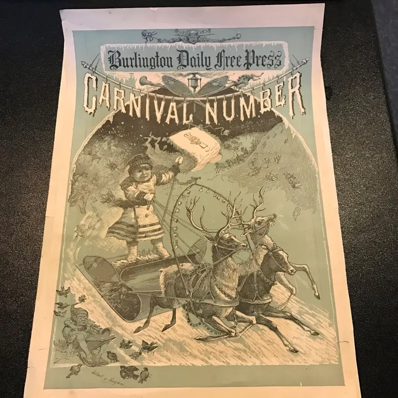 RARE 1890's Burlington Daily Free Press Carnival Photo