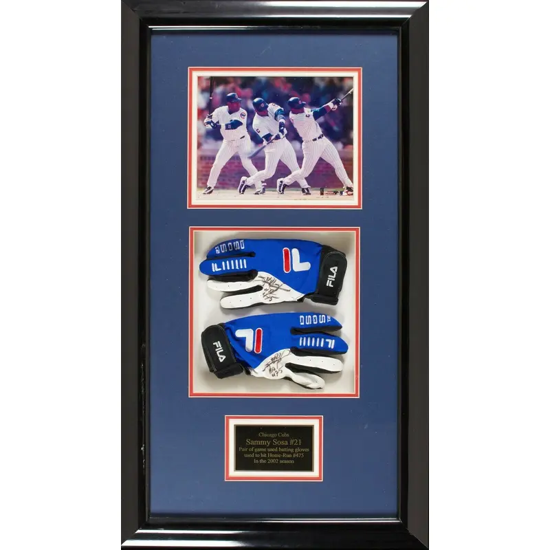 Sammy Sosa 475th Home Run Game-Used & Signed Batting Gloves Framed Beckett COA