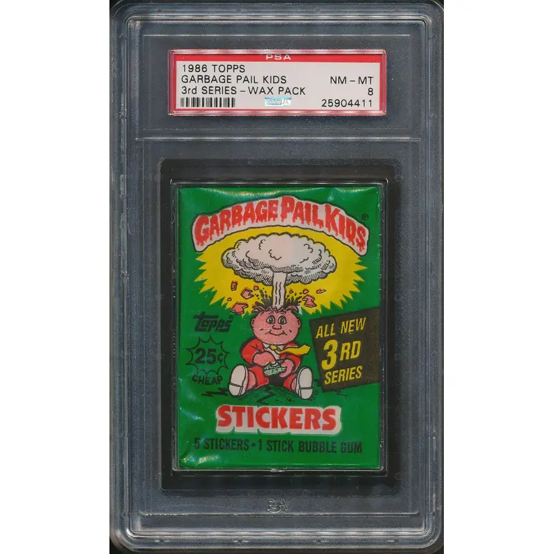 1986 Topps Garbage Pail Kids 3rd Series Wax Pack PSA 8 (w/)