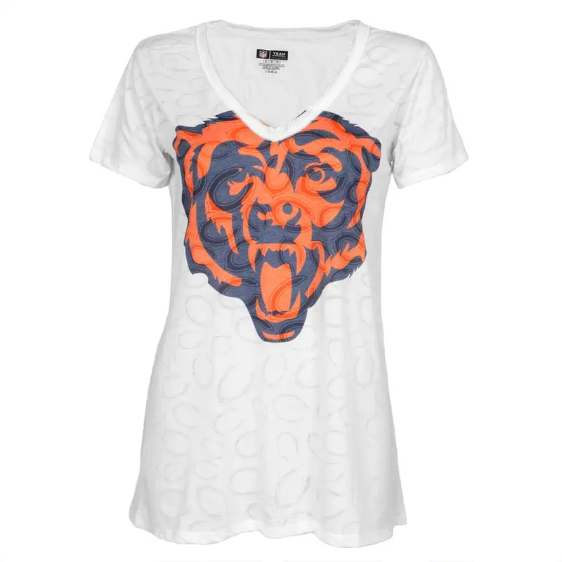 Chicago Bears - Large Logo Juniors Burnout V-Neck T-Shirt