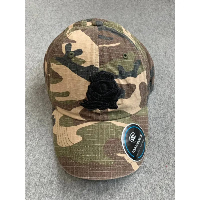 Camo Oregon Ducks Adjustable Hat With Black Duck Logo