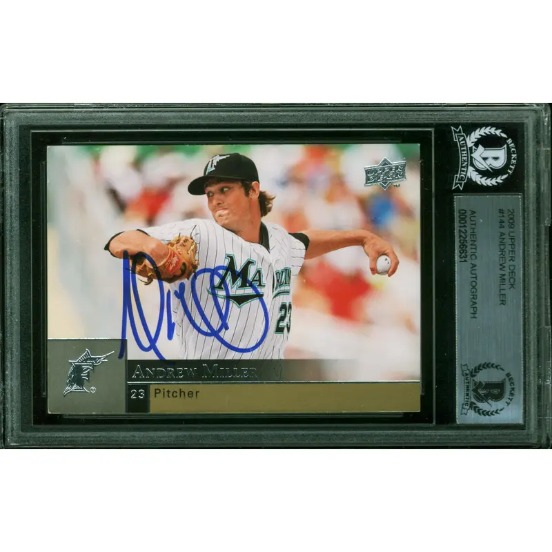Marlins Andrew Miller Authentic Signed 2009 Upper Deck #144 Card BAS Slabbed